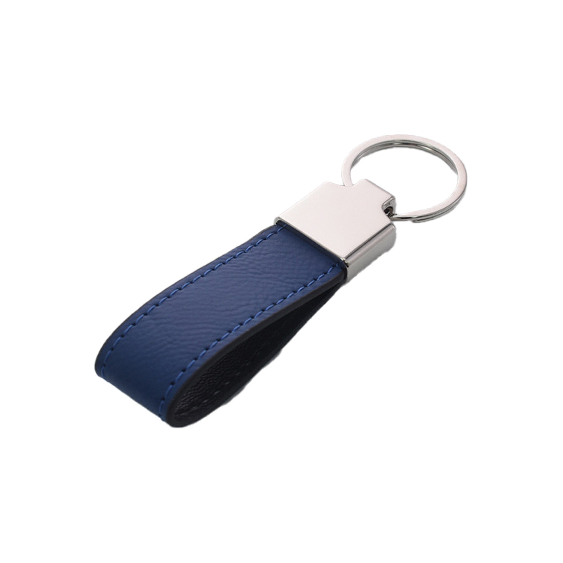 Leather Strap Keychain Metal Plate