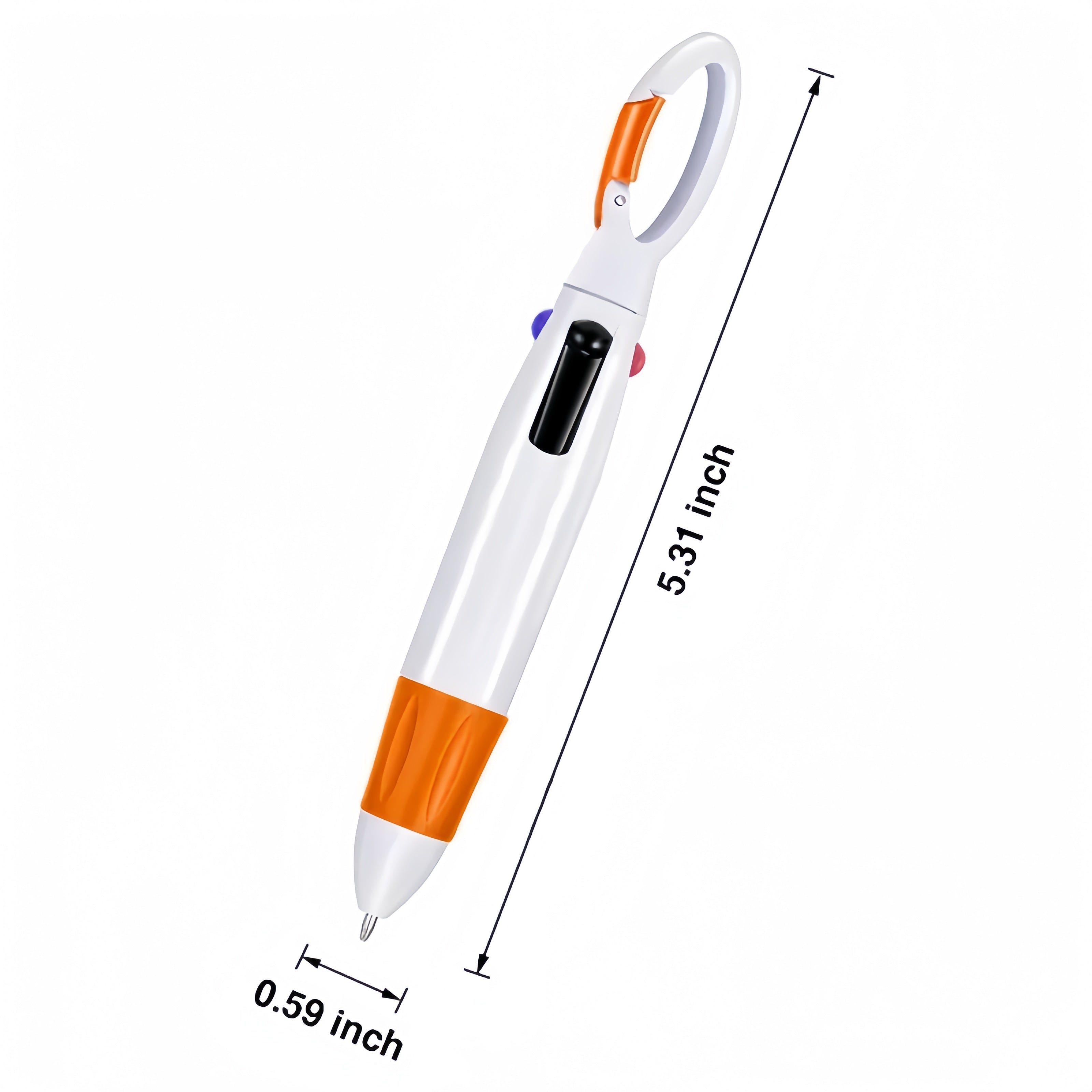 Retractable Four-color Pens with Carabiner Clip