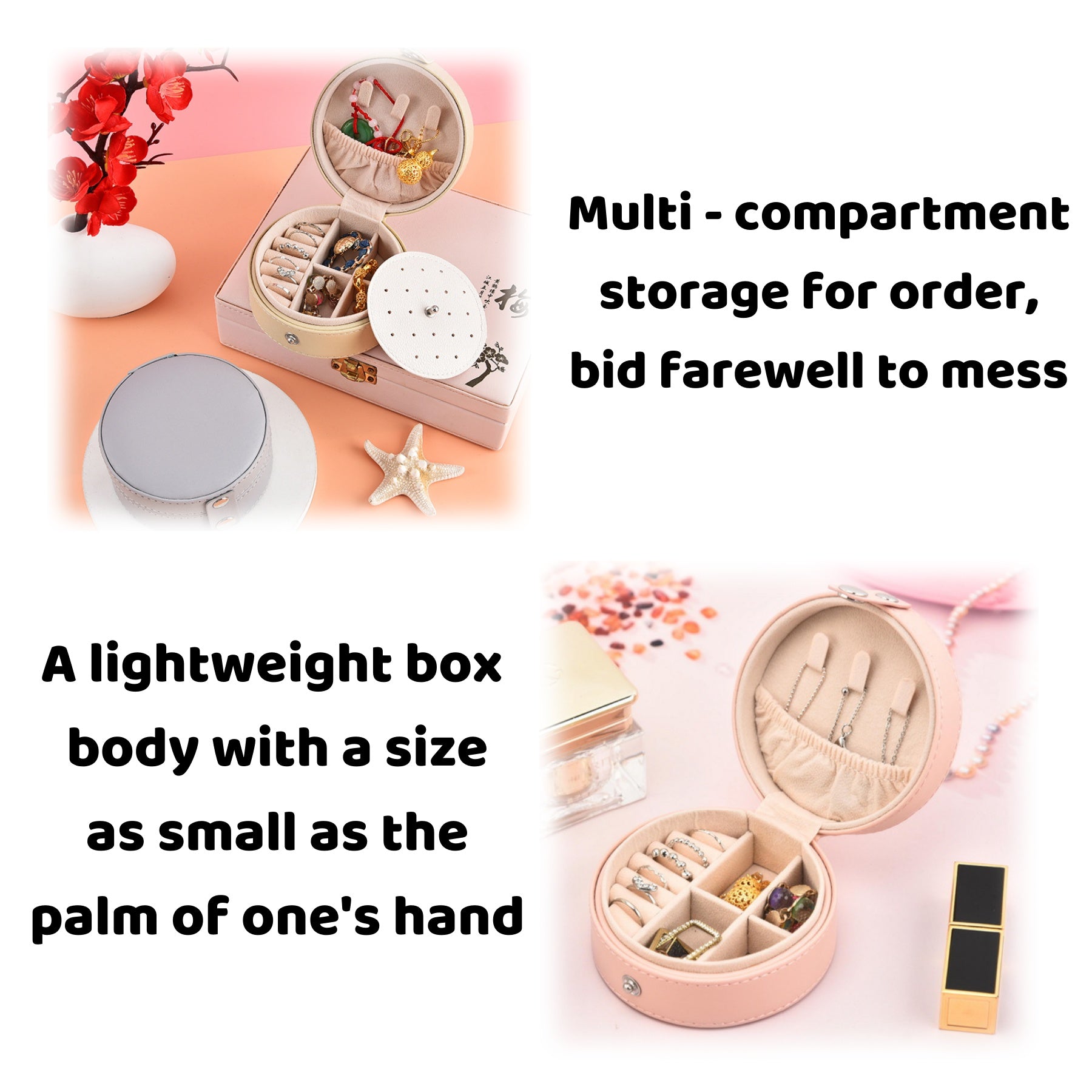 Portable Round Jewelry Box
