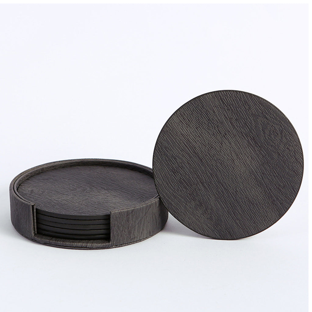 Round Leather Double Sided Insulated Coaster Set