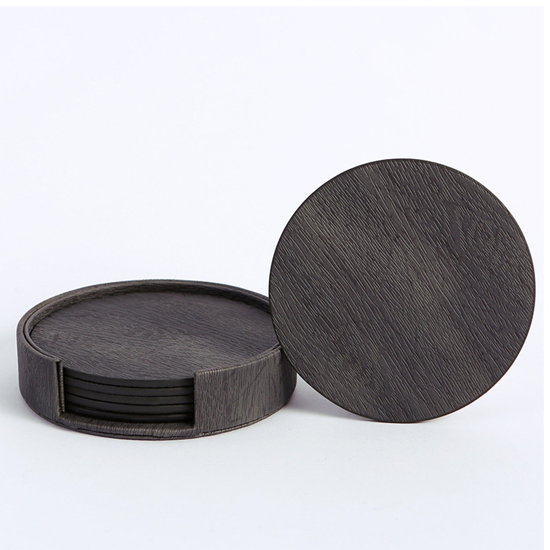 Round Leather Double Sided Insulated Coaster Set