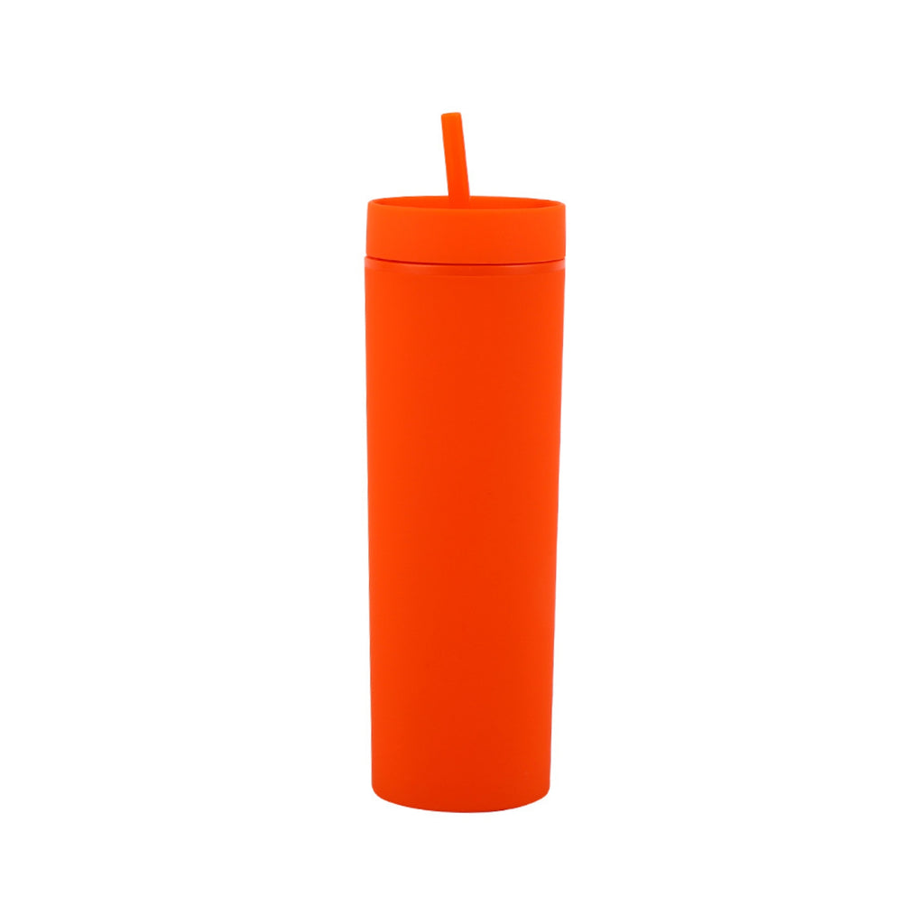 16Oz Double Wall Skinny Tumbler With Straw