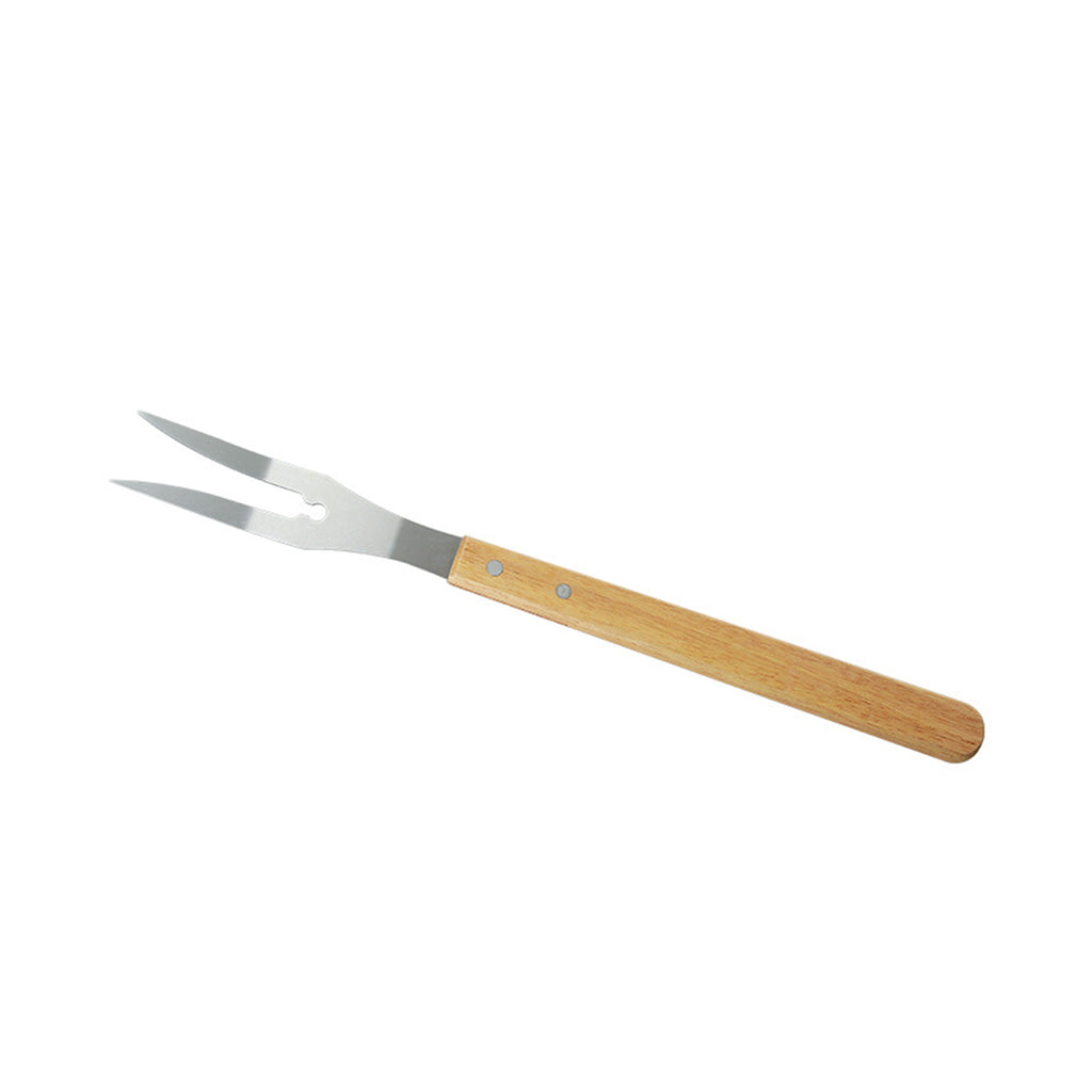Picnic Barbecue Wooden Handle Stainless Steel Fork