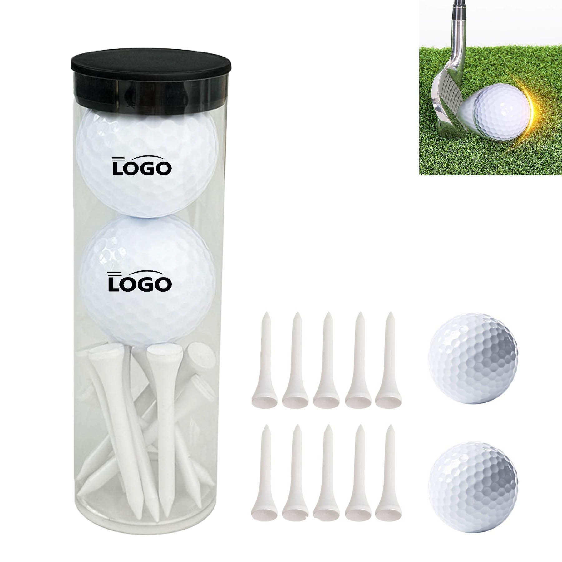 Two Ball Value Golf Gift Tube w/ Domed Imprint