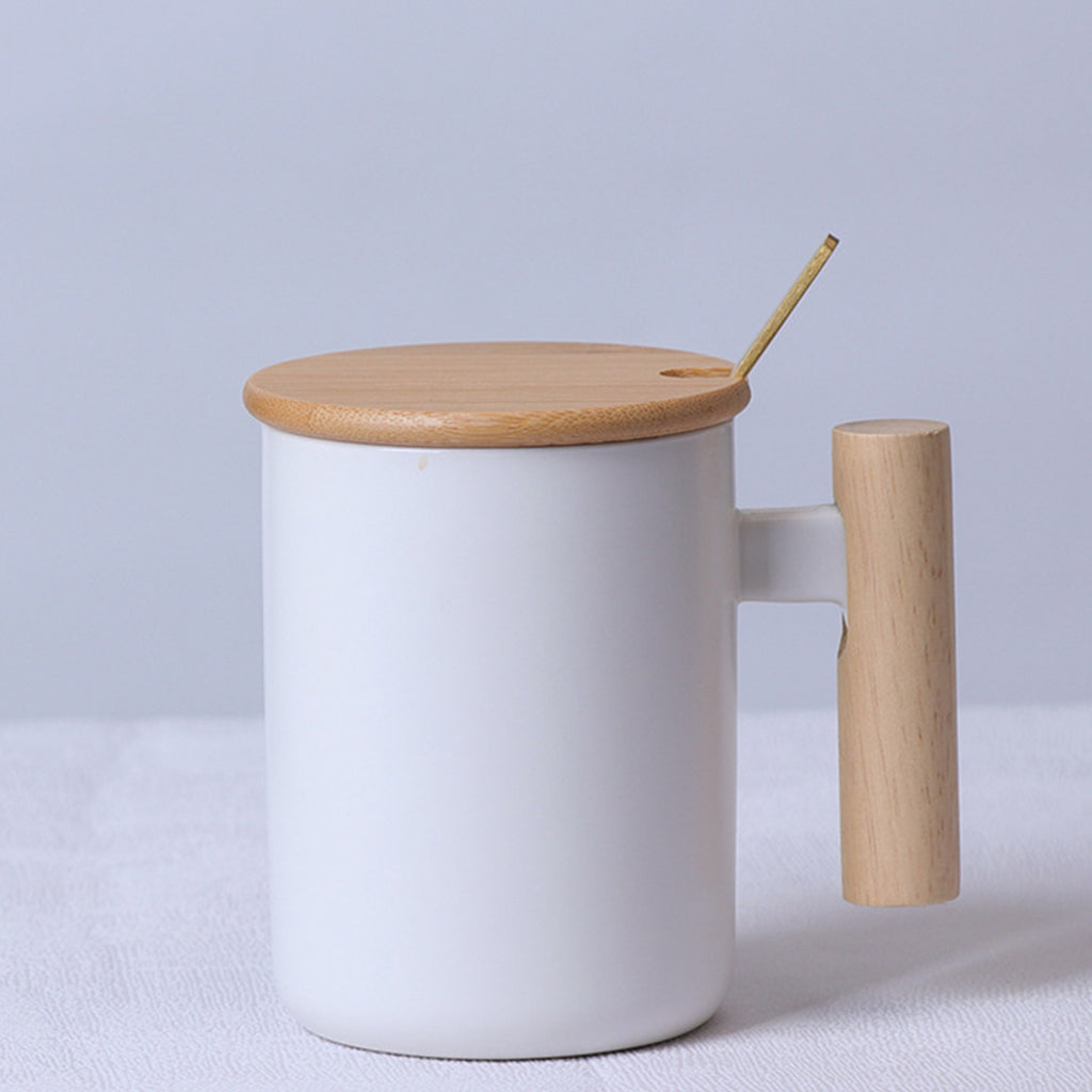 Solid Wood Handle Ceramic Mug