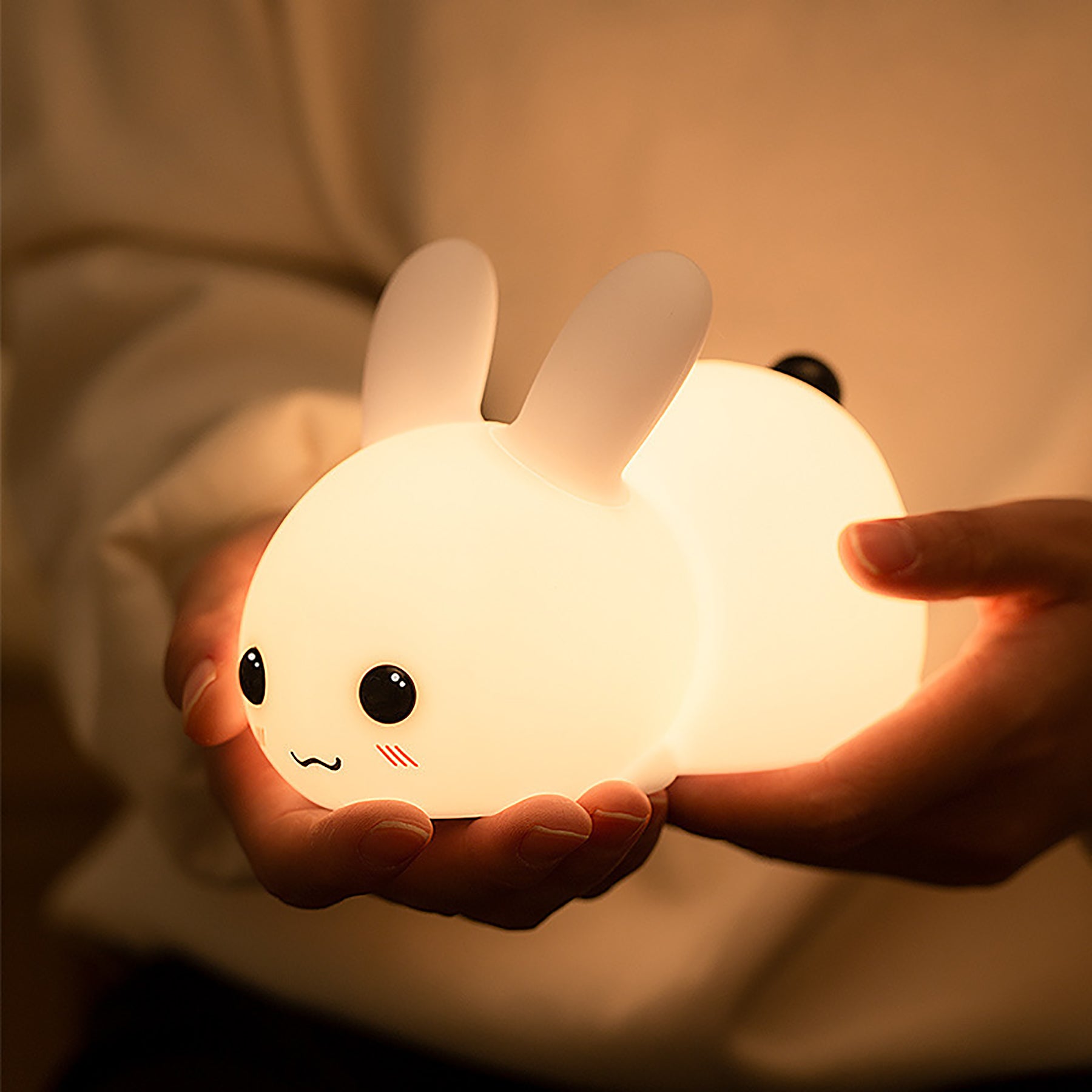 Rechargeable Seven Color Dimming Bunny Silicone Night Light