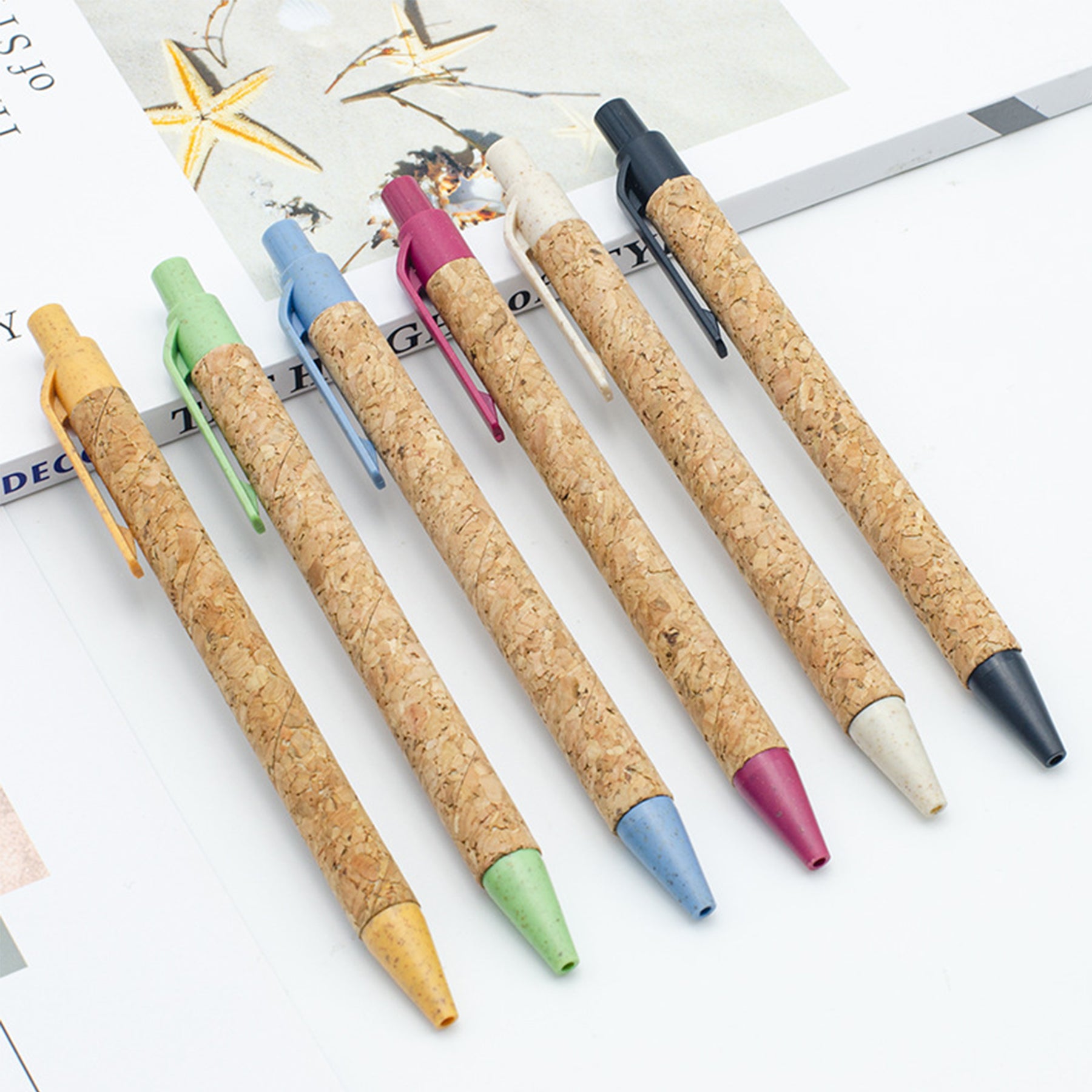 Multi Color Cork Wheat Straw Material Ballpoint Pen
