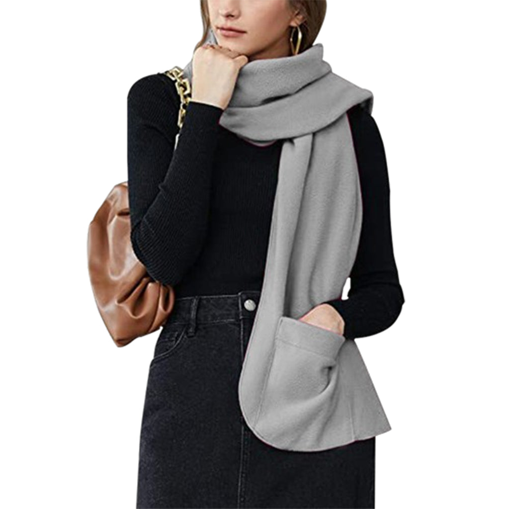 Single Layer Fleece Warm Scarf With Gloves