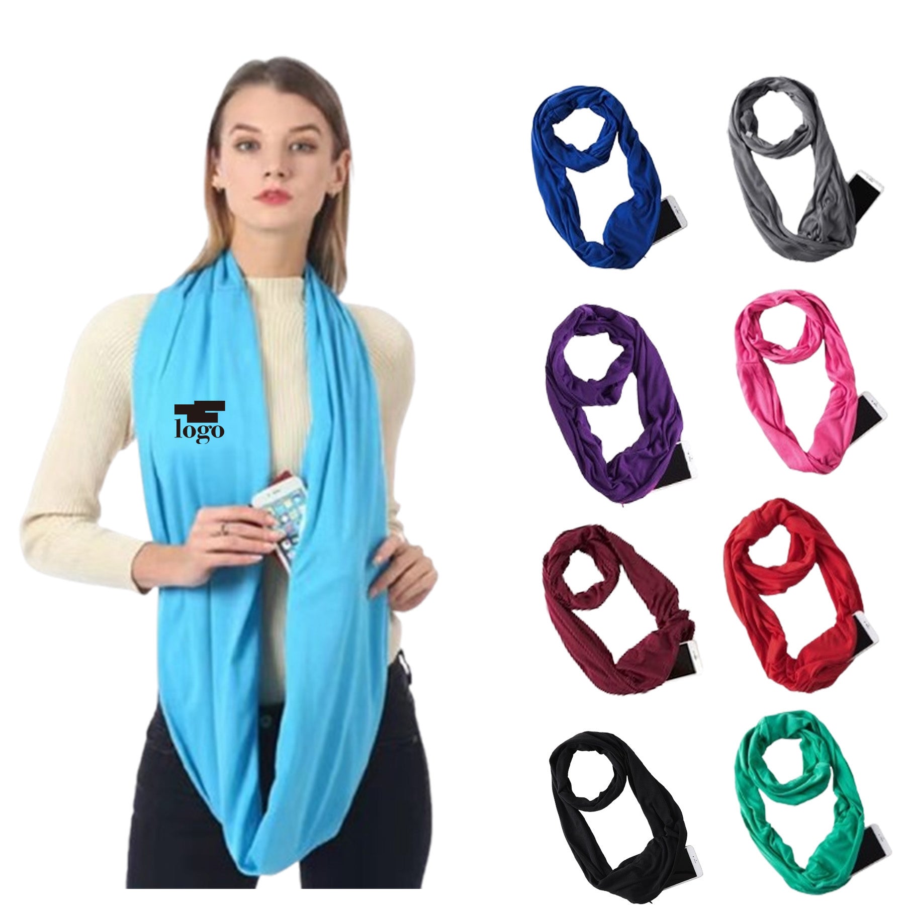 Infinity Loop Scarf Hidden Zipper Pocket