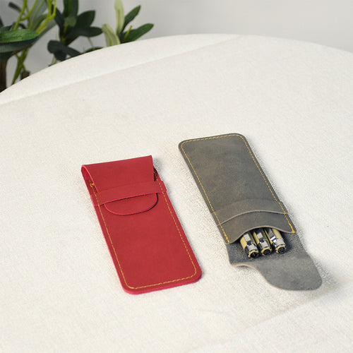 Business High Capacity Leather Protective Storage Pen Case