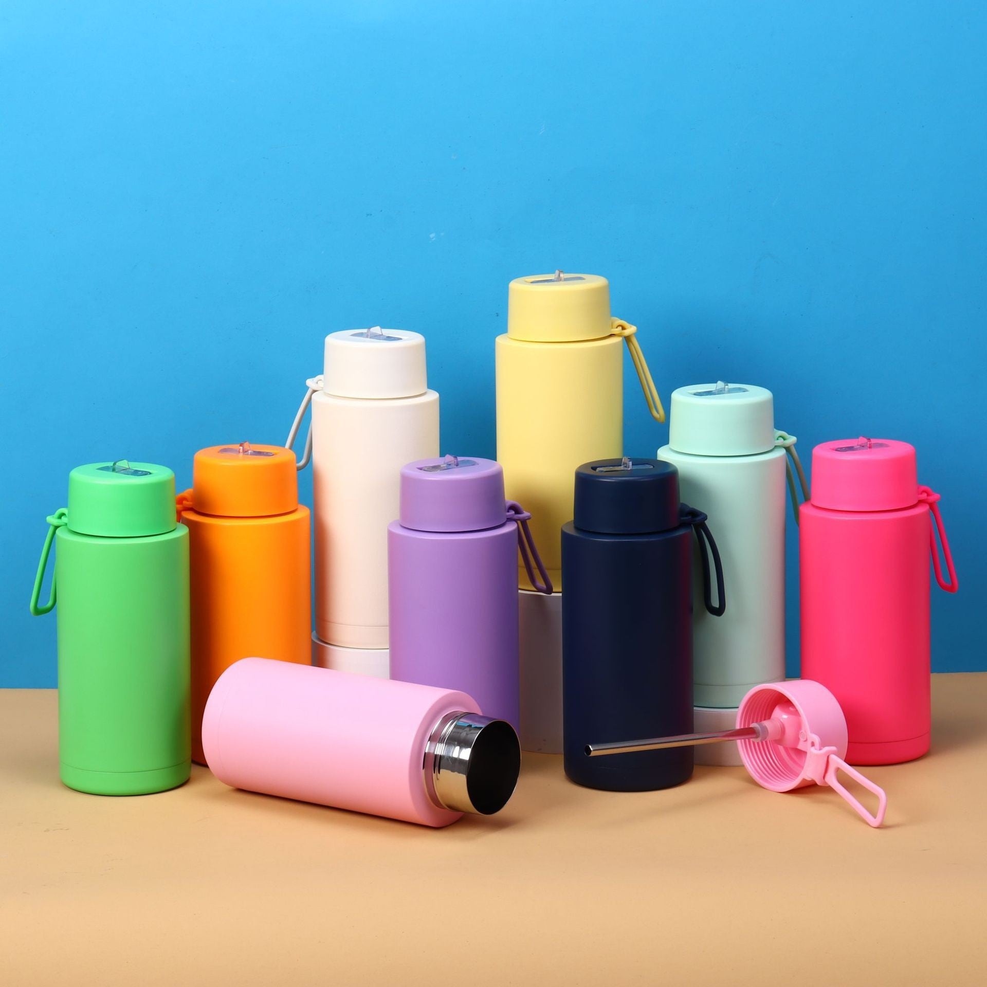 Stainless Steel Handle Straw Cup Thermos Cup