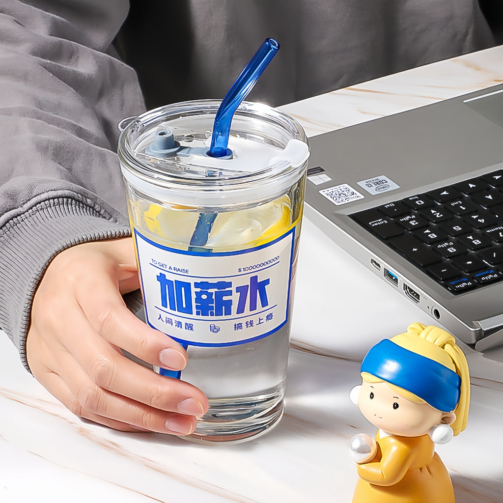 Transparent Straw Glass Cup