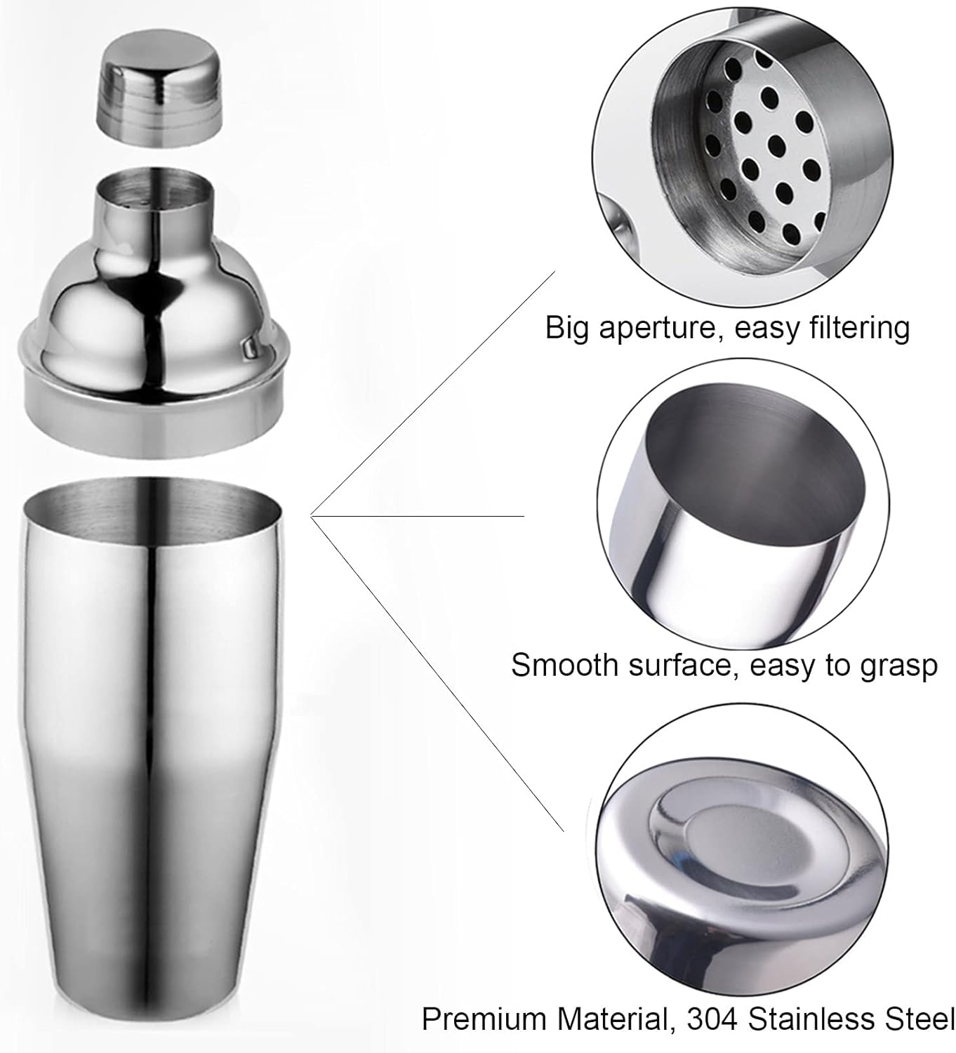 16Oz Bar Stainless Steel Classic Multicolor Cocktail Shaker