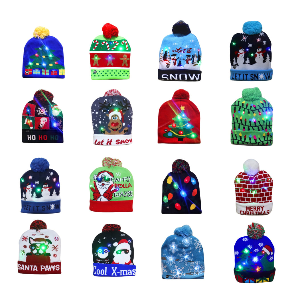 Christmas Led Light Up Beanie Hat Knitted