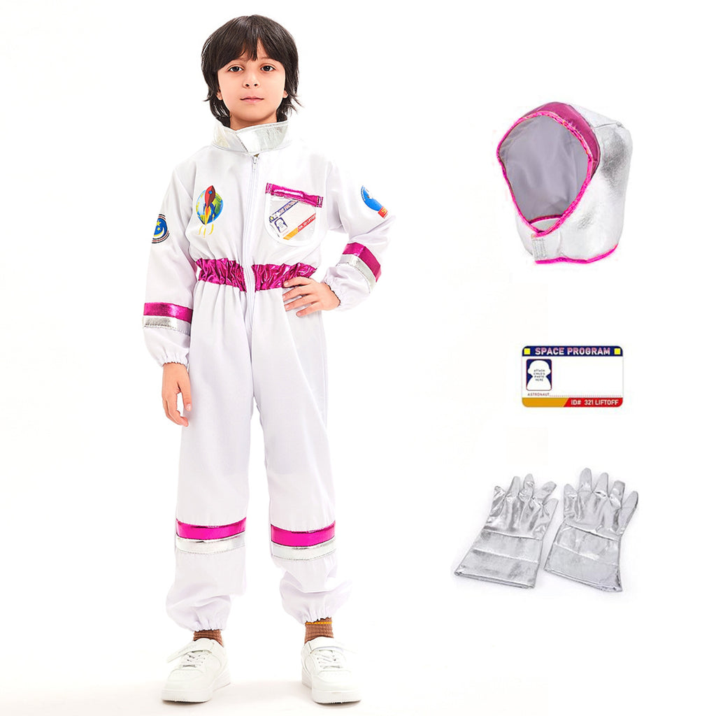 Kids Astronaut Costume Halloween NASA Suit Gloves Attached