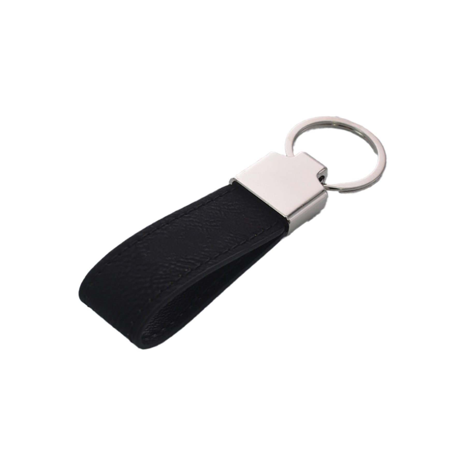 Leather Strap Keychain Metal Plate