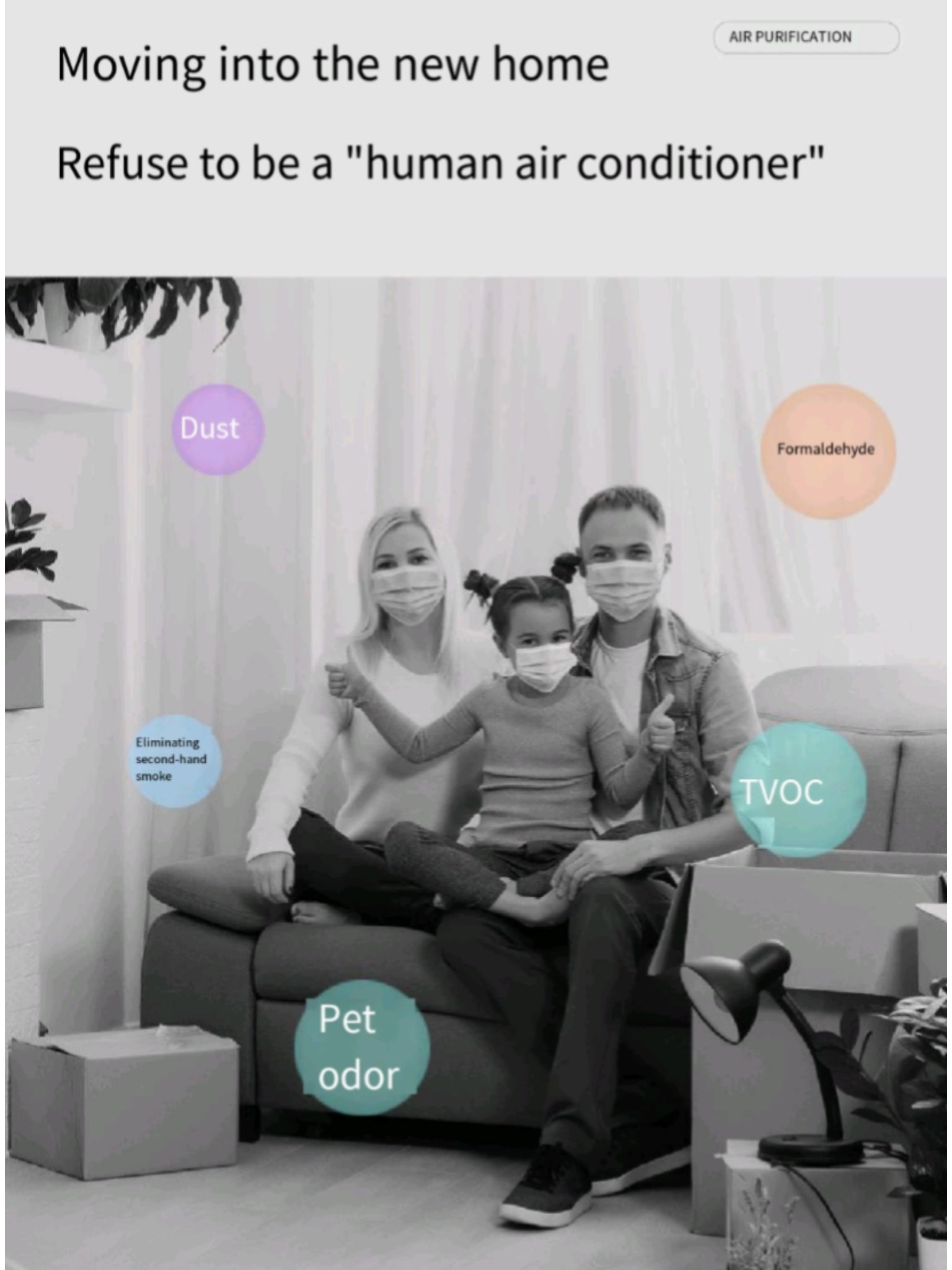 USB Powered Desktop Air Purifier For Smoke Removal