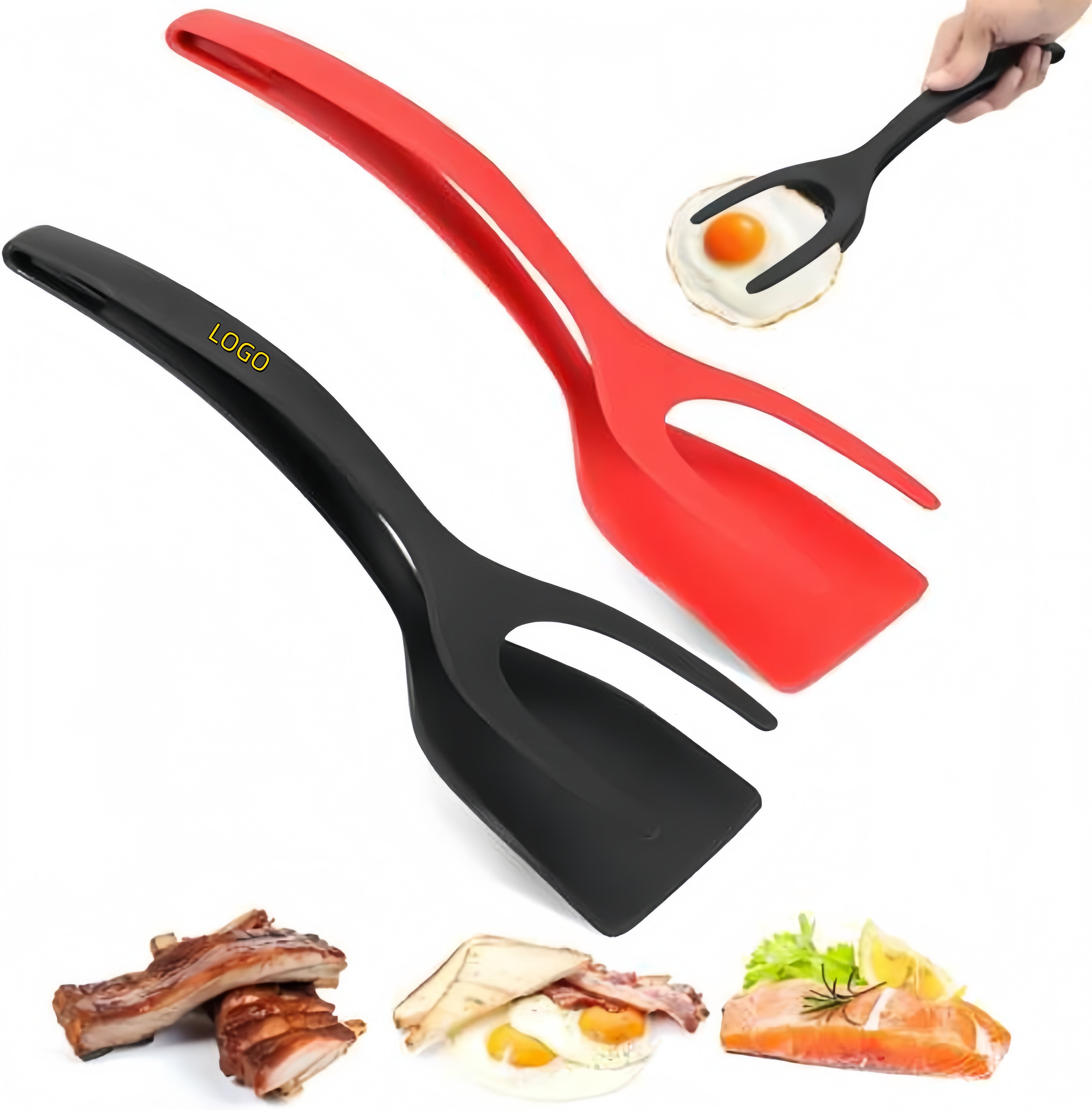 Grip and Flip Spatula Tong Multi-purpose Use Non-Stick Kitchen Egg Flipper Spatula