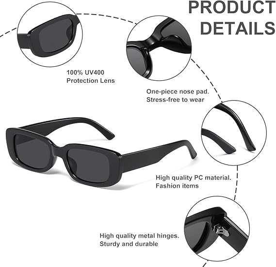 Retro Rectangle Sun Glasses