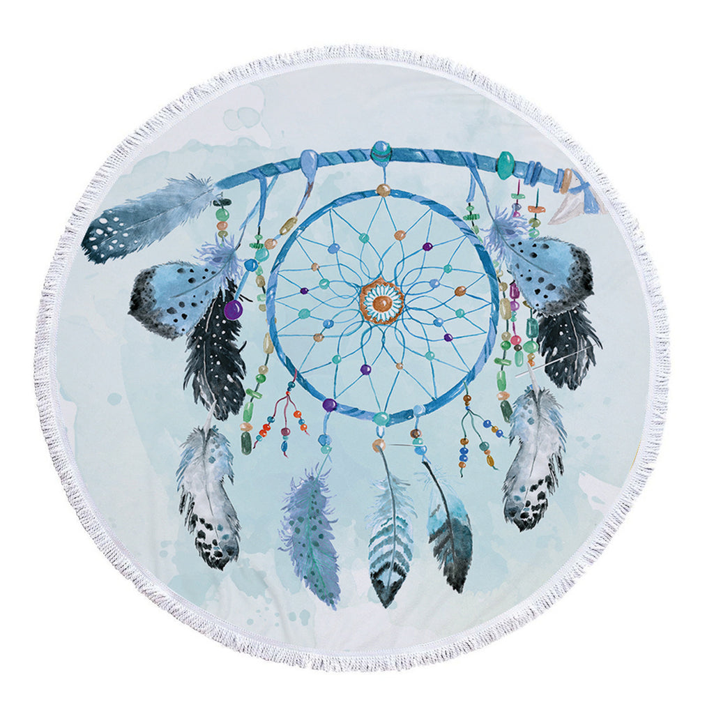 Dreamcatcher Printing Round Beach Towel With Tassels