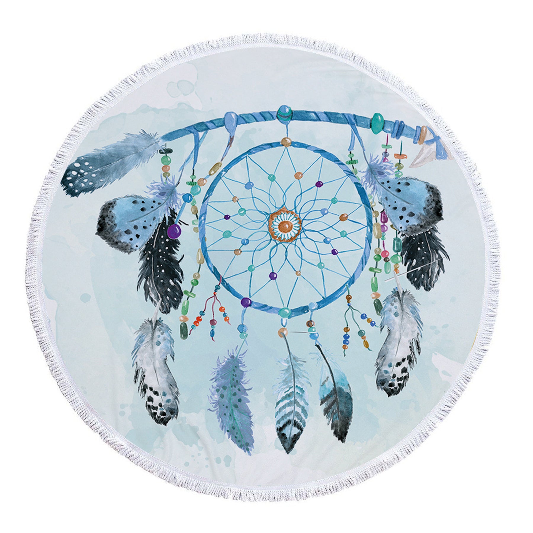 Dreamcatcher Printing Round Beach Towel With Tassels
