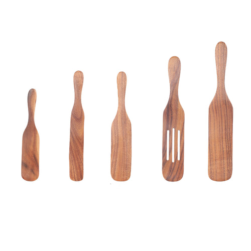 Acacia Wood Kitchen Spurtle Utensil Set – 5-Piece