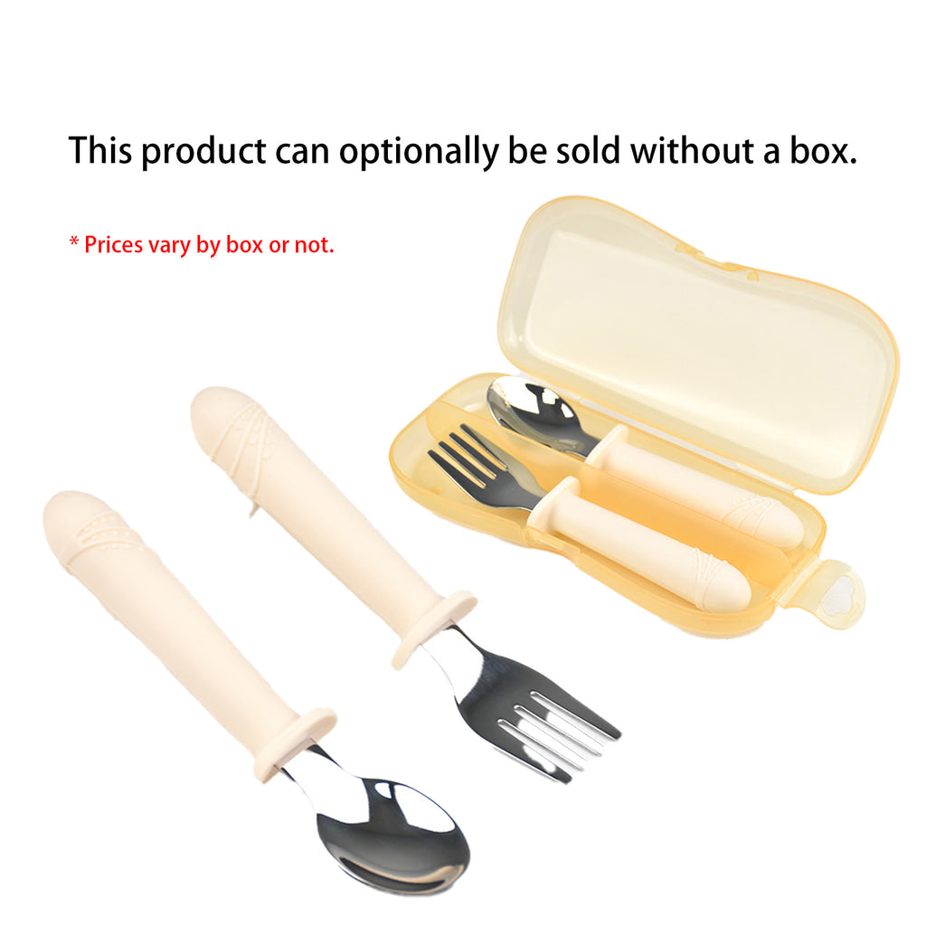 Fork And Spoon Set With Silicone Handle