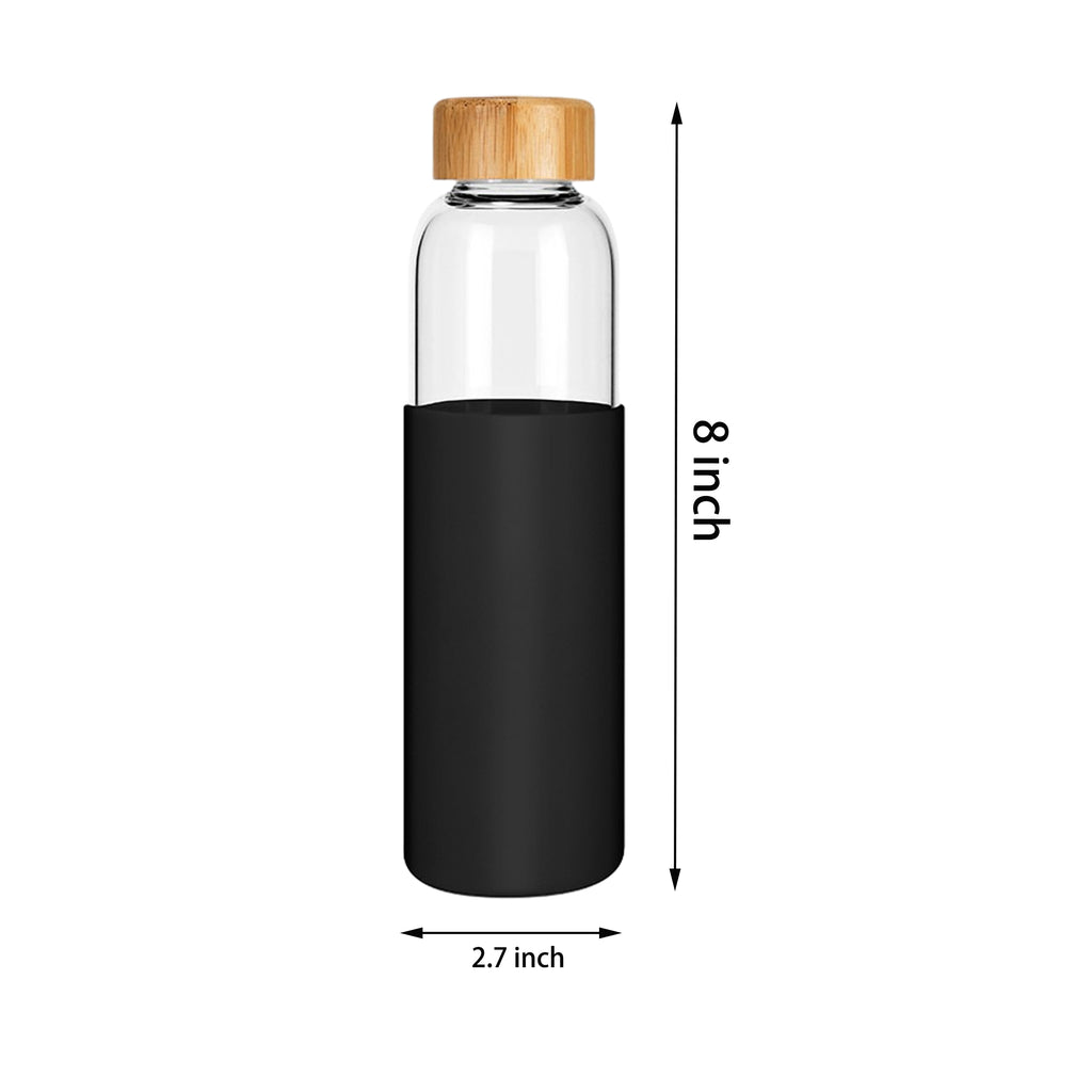 Glass Water Bottle with Bamboo Lid and Silicone Sleeve