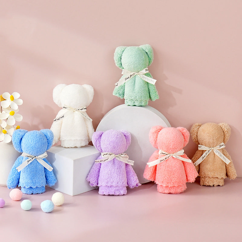 Coral Fleece Creative Bear Shaped Towel With Gift Bag