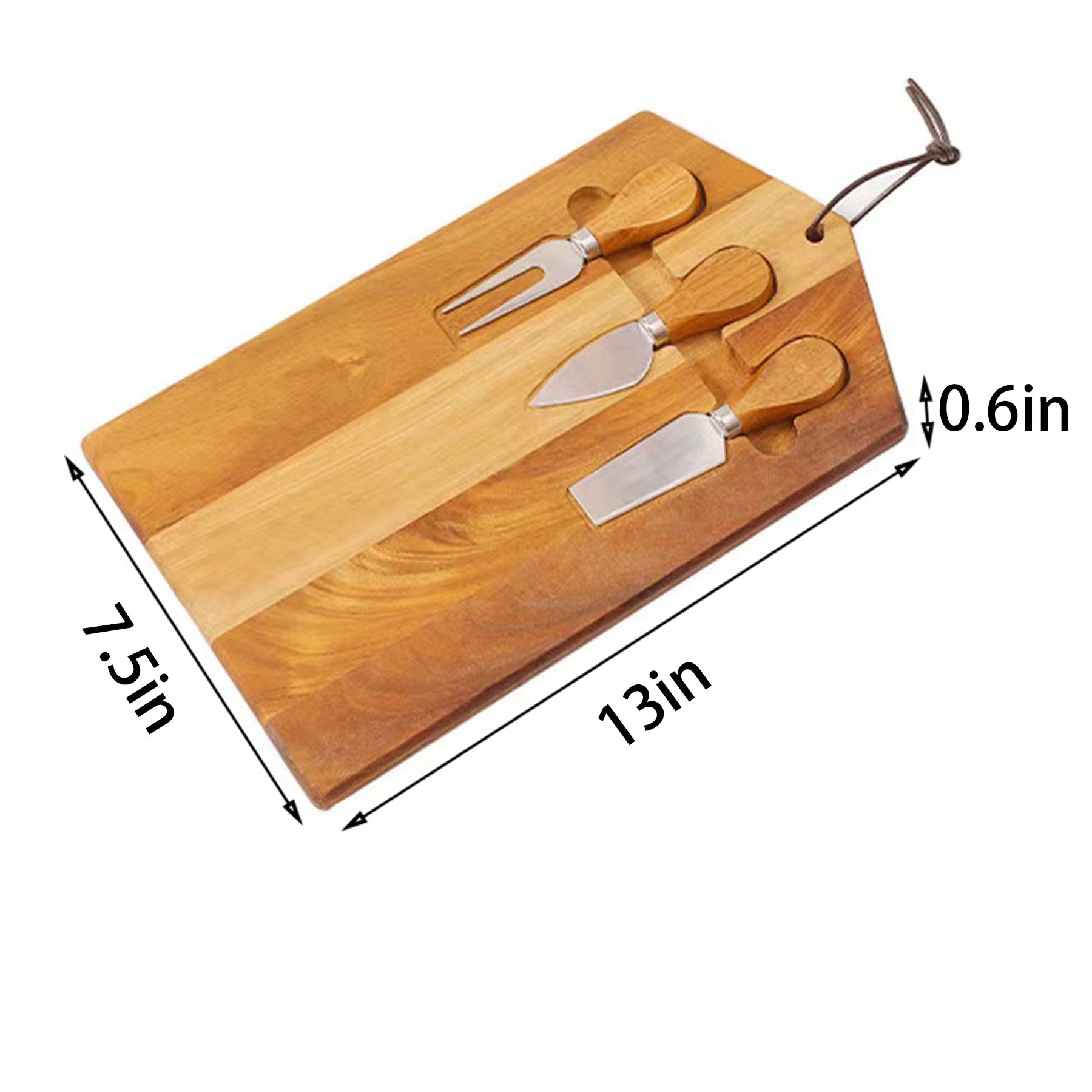 Wooden Cheese Board With Knives