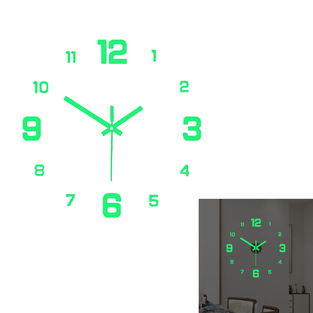 Glow In The Dark Wall Clock No Drill Silent