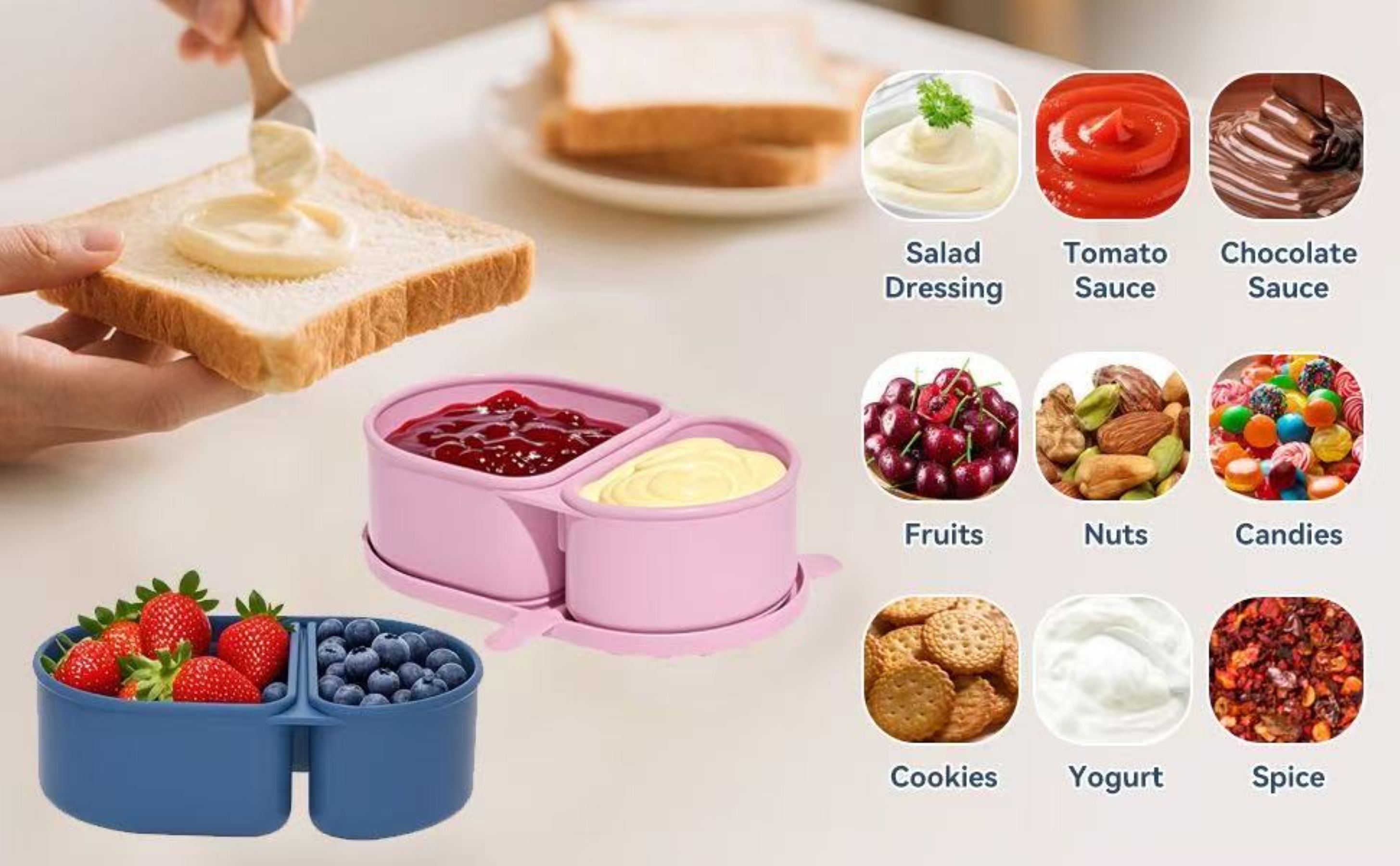 Double-Grid Silicone Food Container