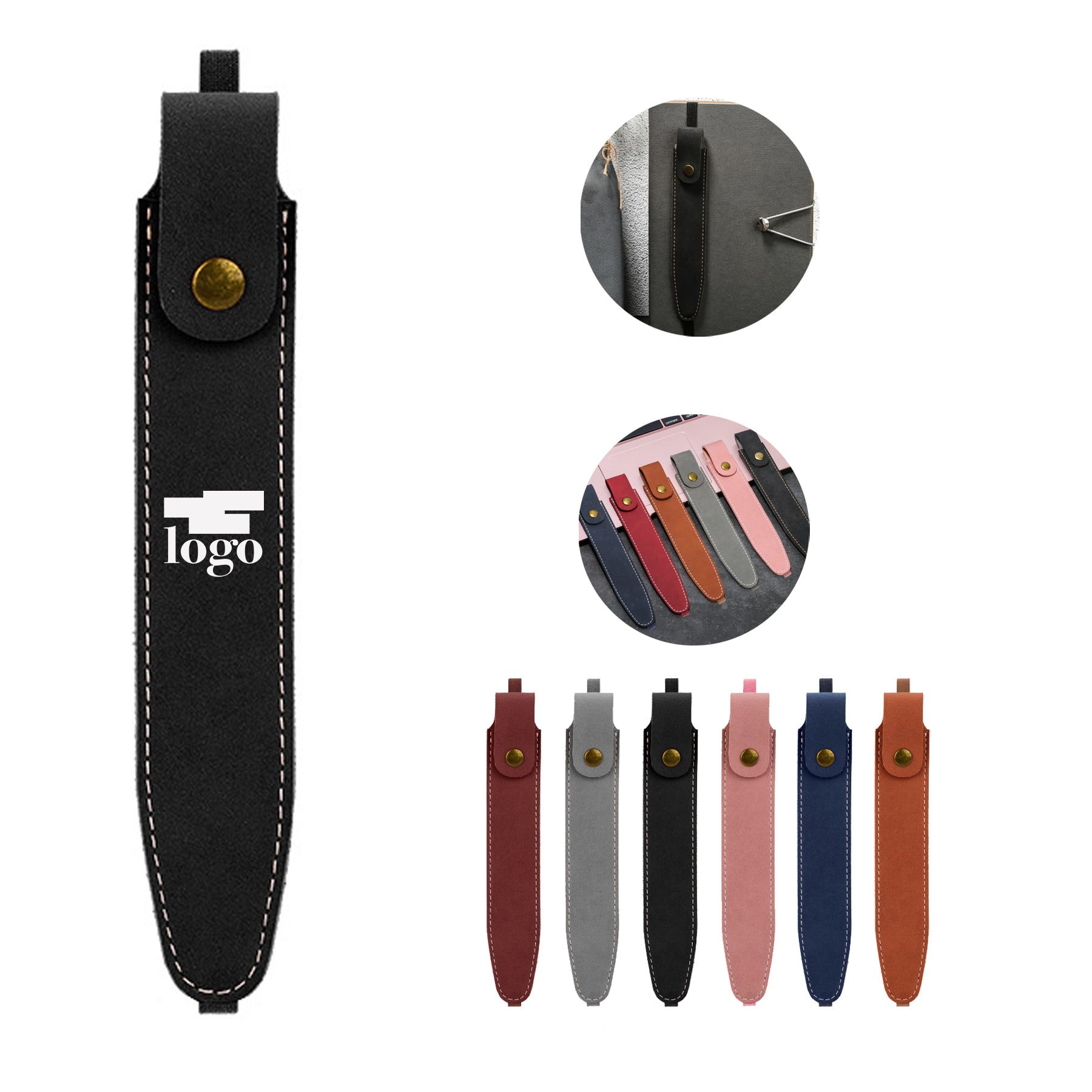 Notebook Elastic Belt PU Leather Single Storage Pen Bag
