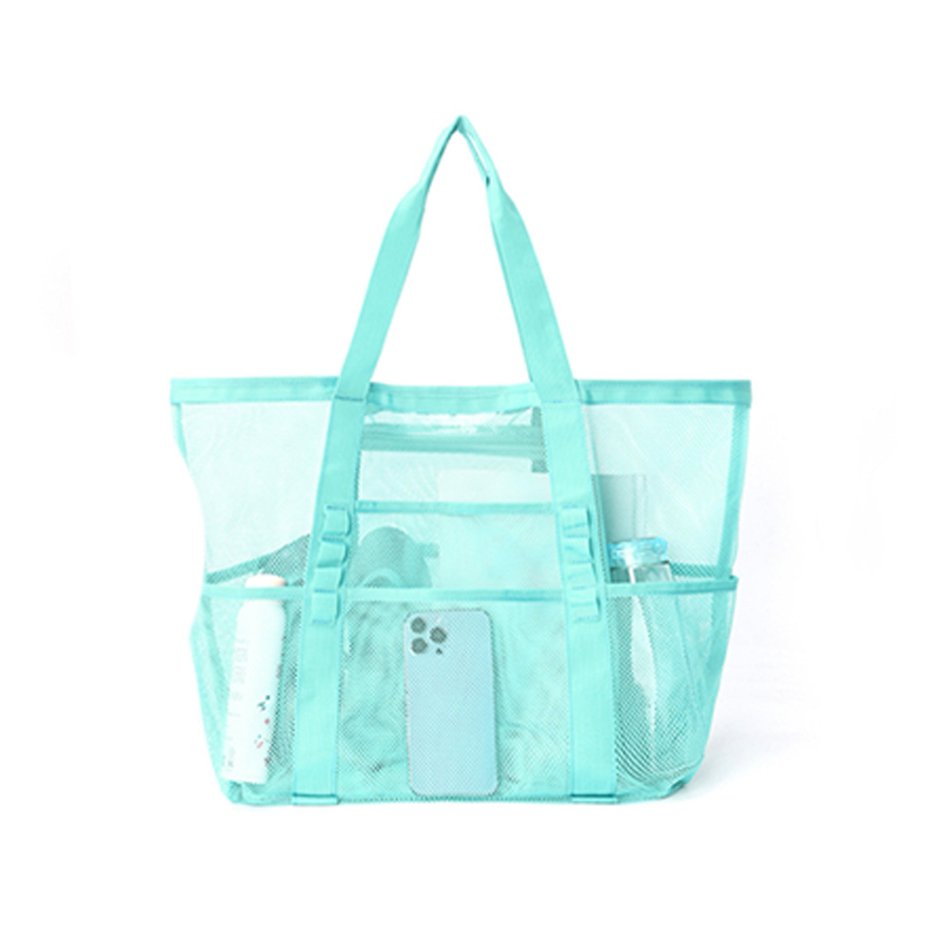 Large Mesh Beach Tote with Zipper Pocket for Pool Toys