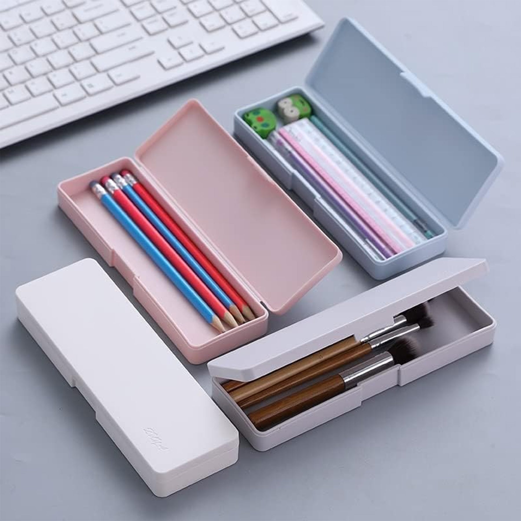 Plastic Pencil Case Storage Organizer Box