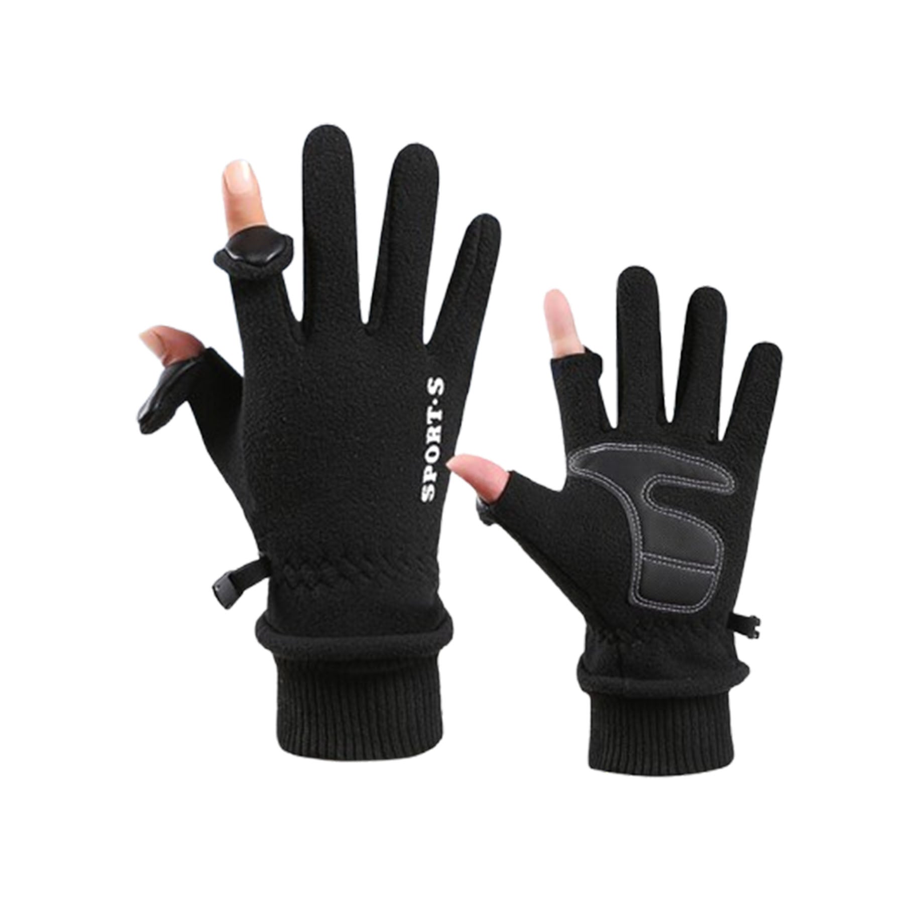 Polar Fleece Touch Screen Flip Sports Gloves