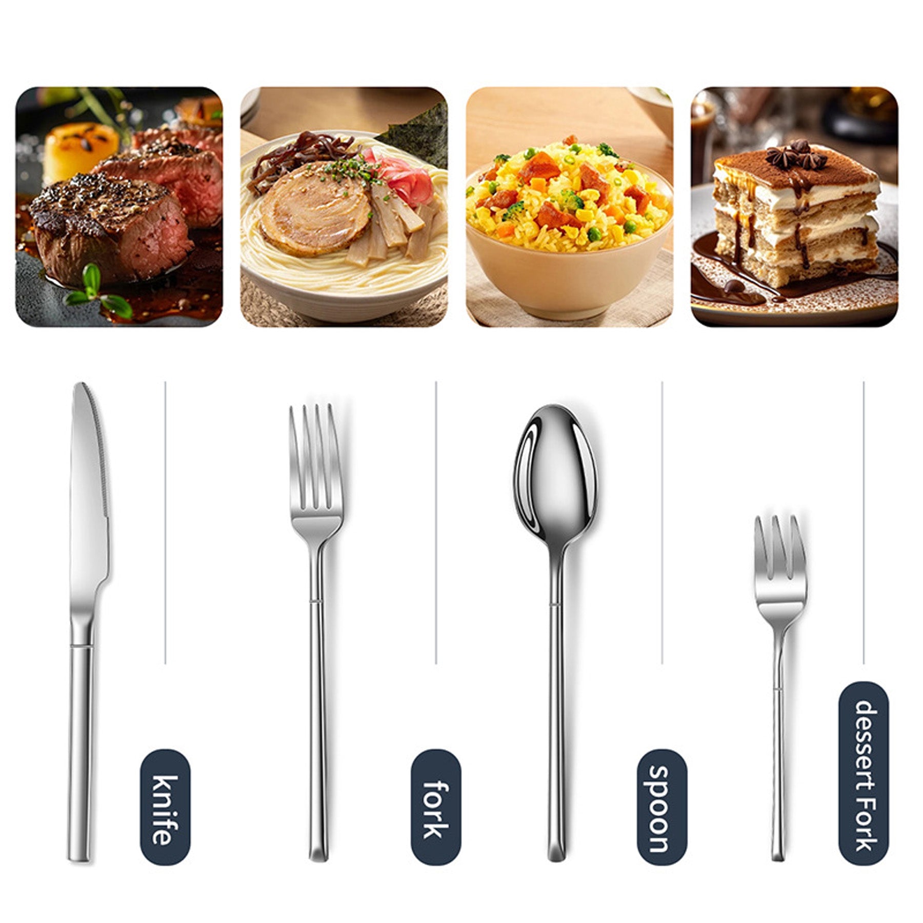 Stainless Steel Tableware Set Of 30 Pieces