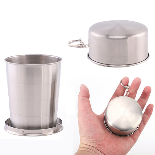 5OZ Foldable Stainless Steel Cup with Key Chain