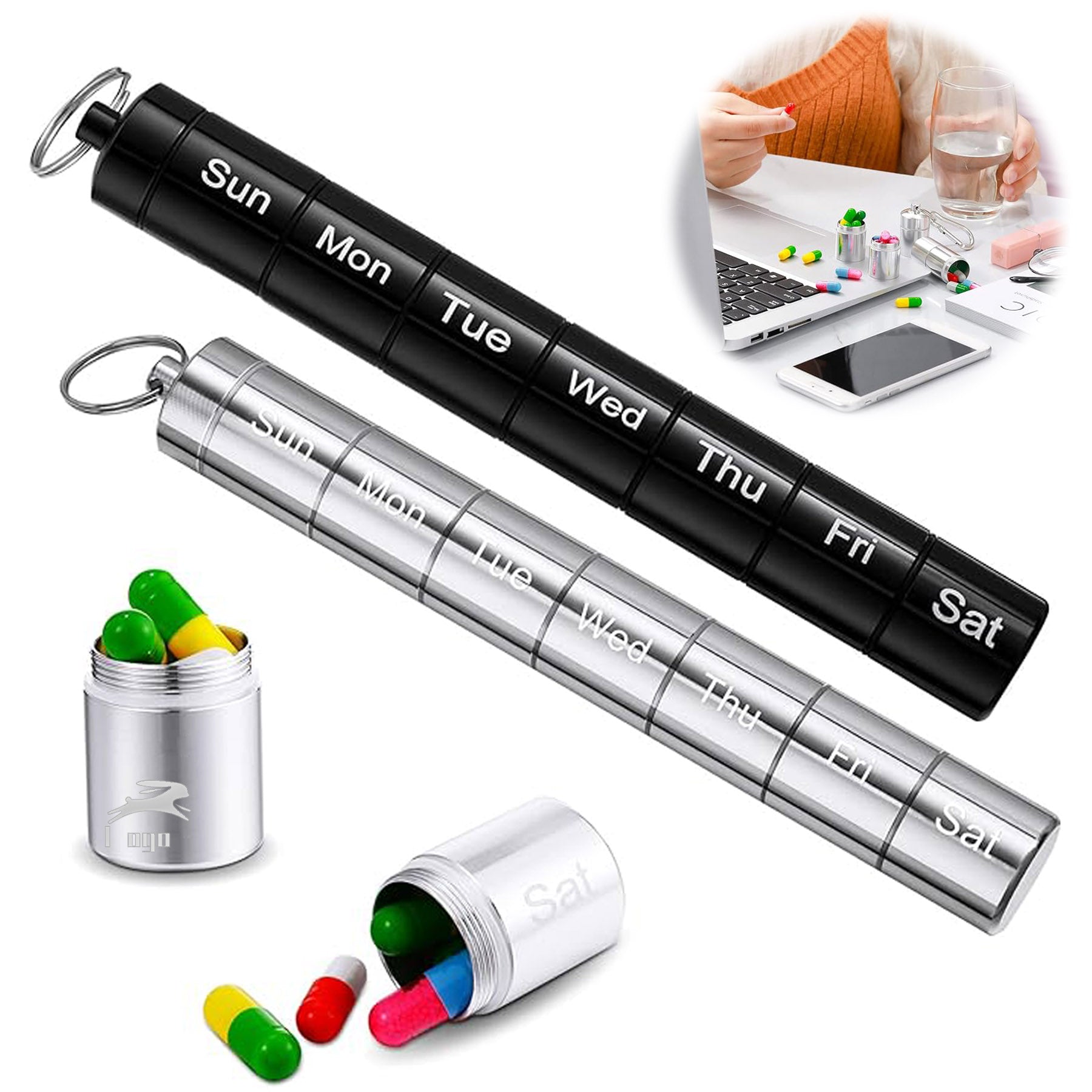 Portable Pill Case Keychain For Travel