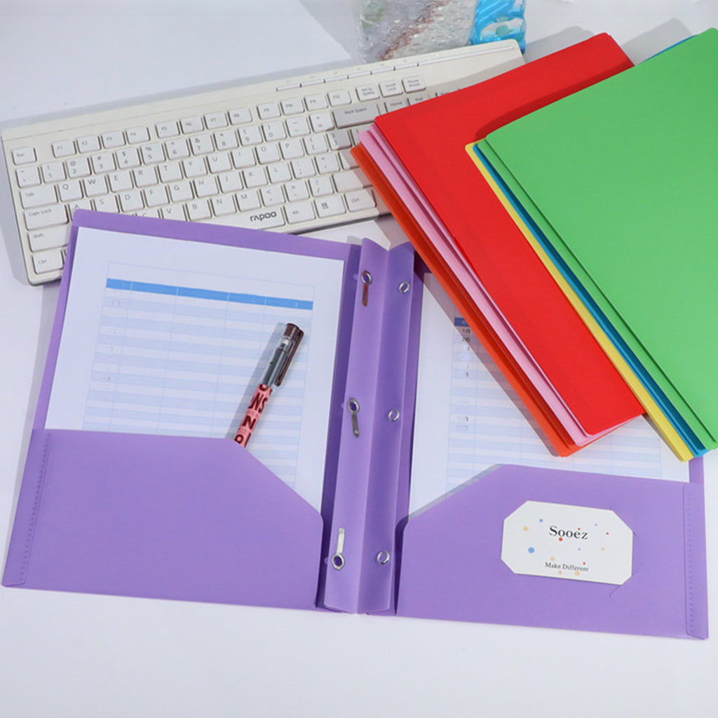 2 Pocket Durable Folders with Metal Prongs Fastener Clasps