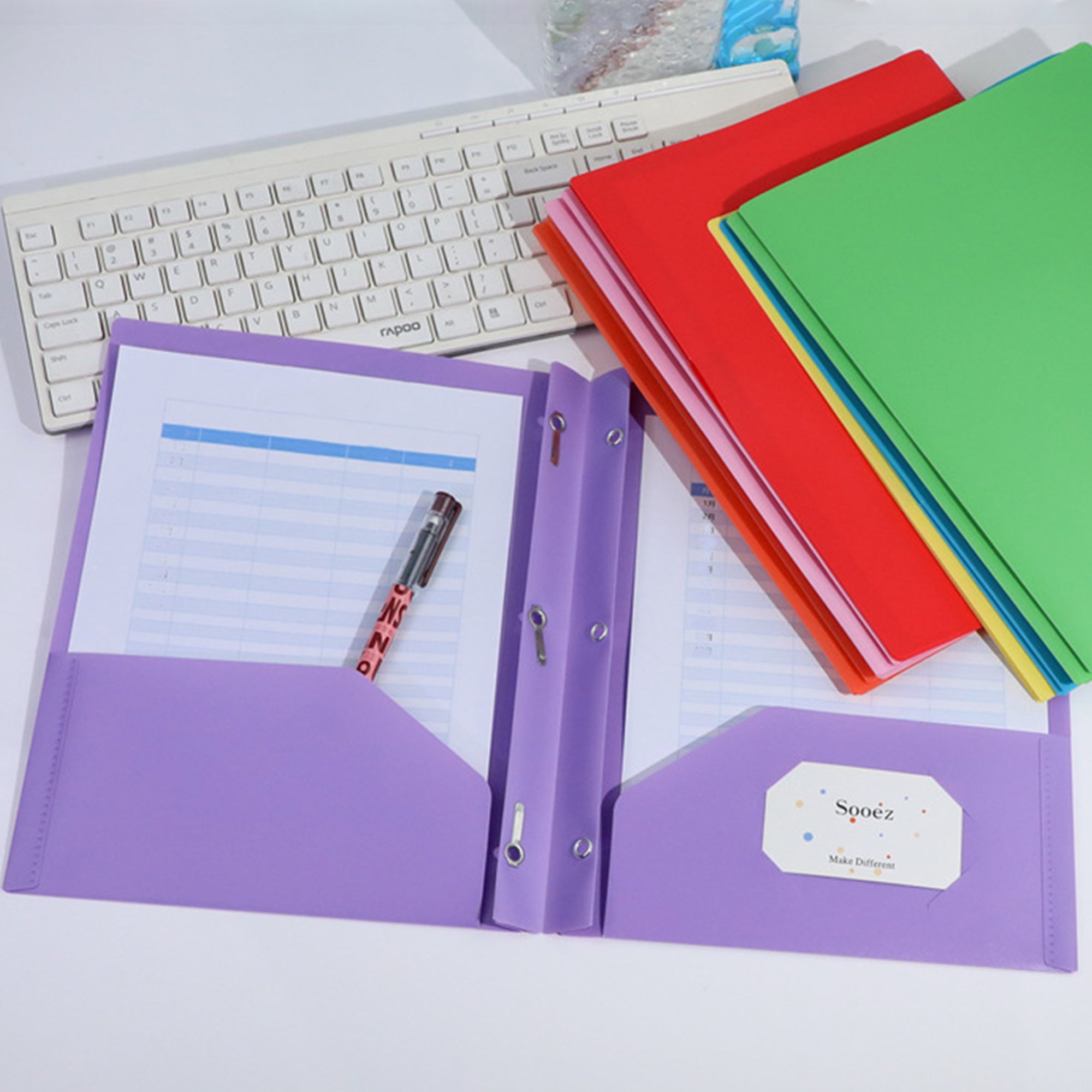 2 Pocket Durable Folders with Metal Prongs Fastener Clasps