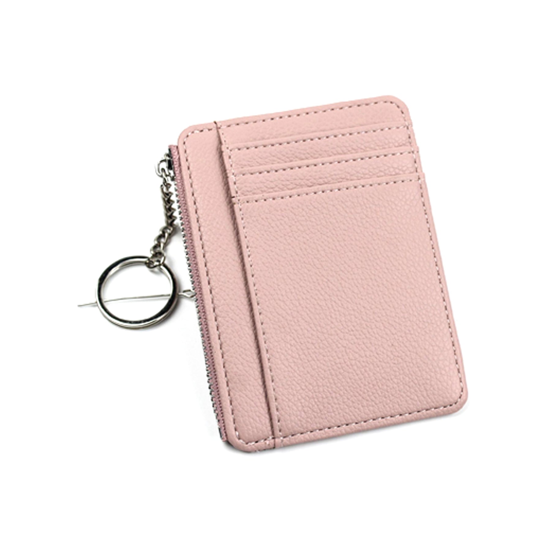Leather Wallet Card Holder With Zipper