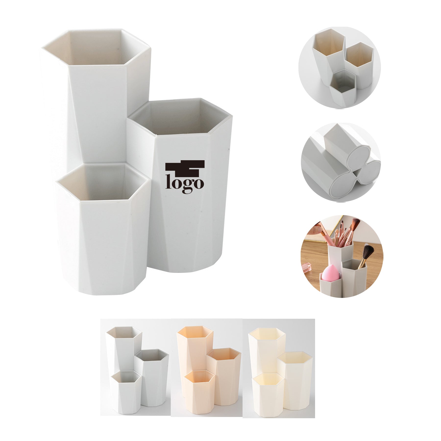 Desktop Makeup Brush Plastic Storage Bucket