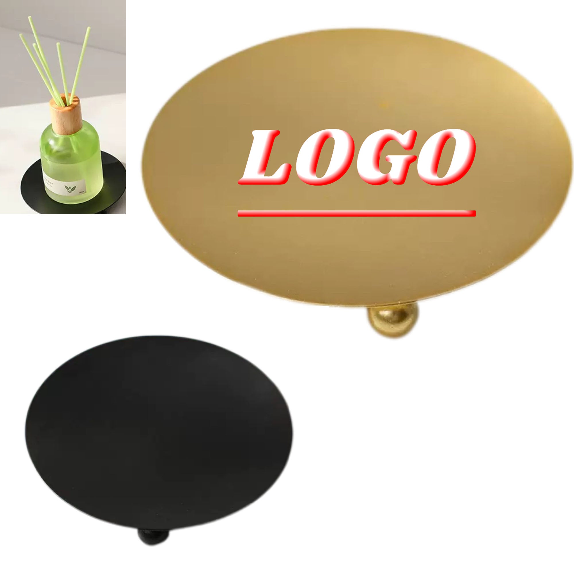 Iron Aromatherapy Candle Tray Gold Black Candle Holder