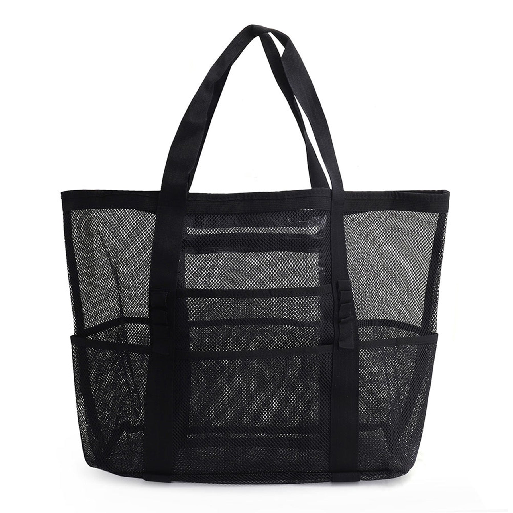 Large Mesh Beach Tote with Zipper Pocket for Pool Toys