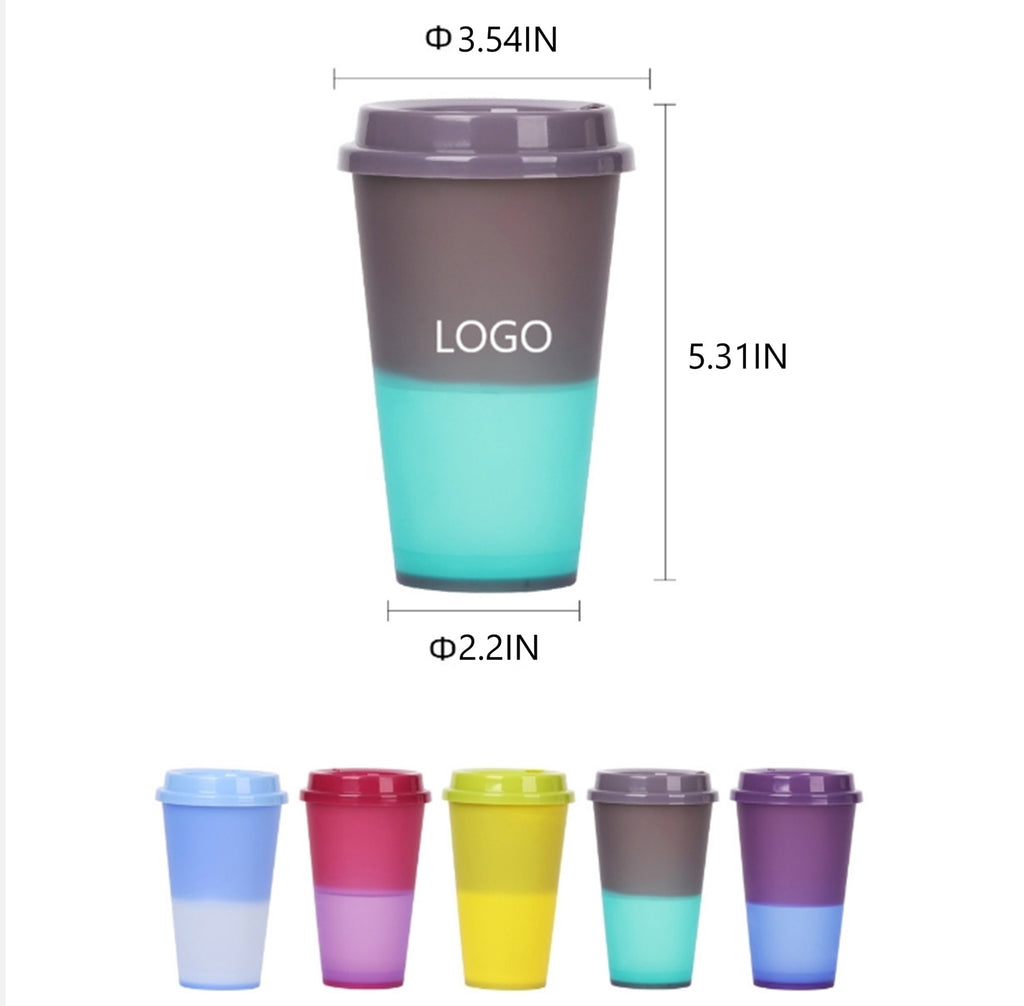 5 Pack Color Changing Cups 17 oz Plastic Cups with Lids