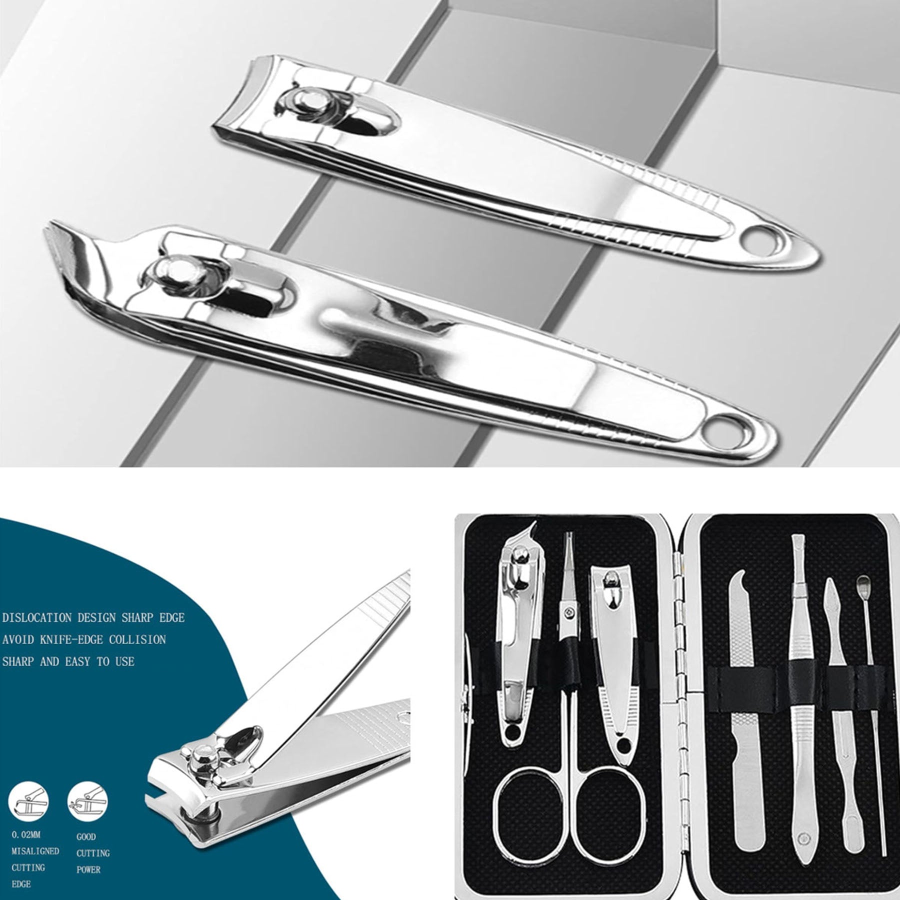7Pcs Stainless Steel Nail Clipper Tool Set All Over Printing