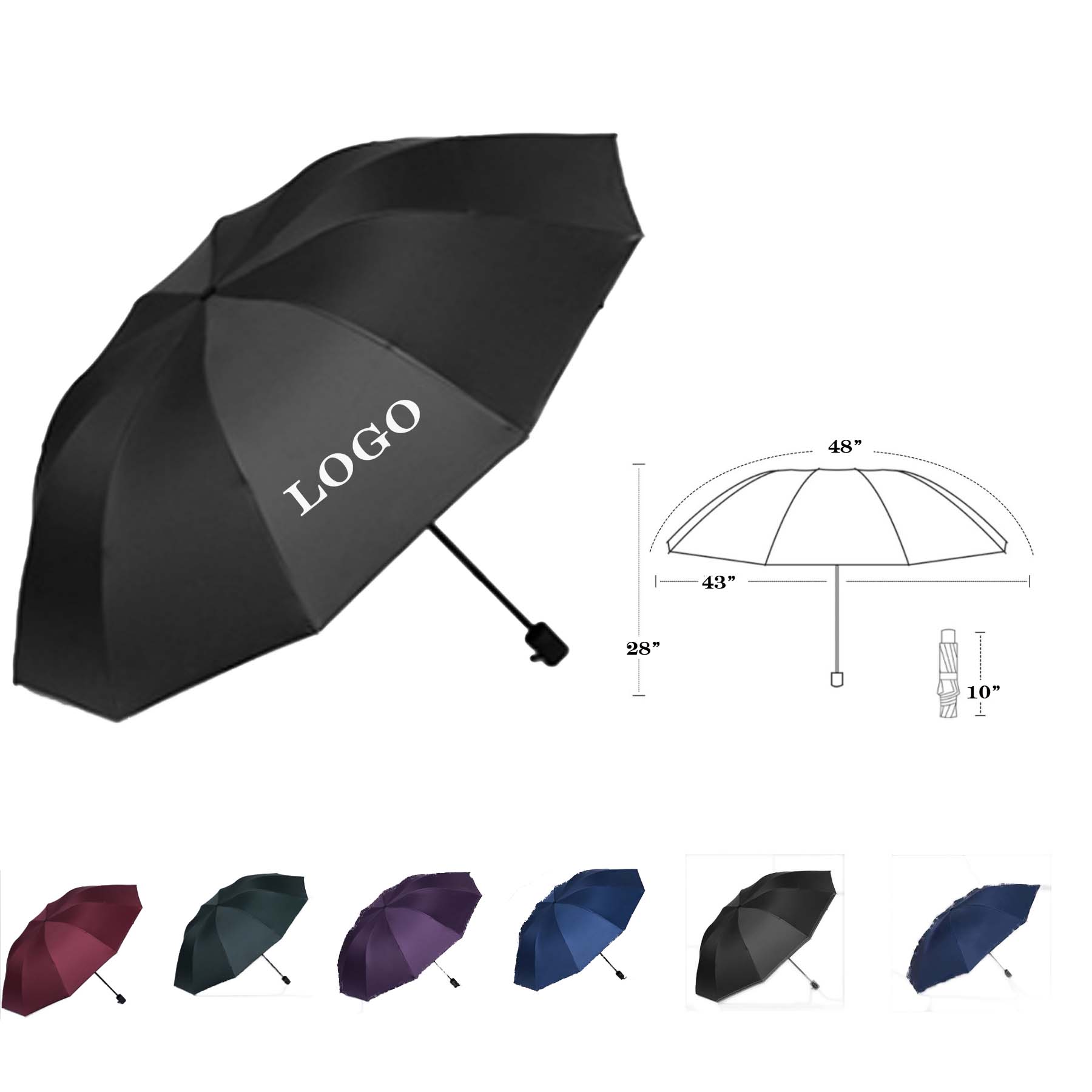 Manual 10 Bone Folding Umbrella