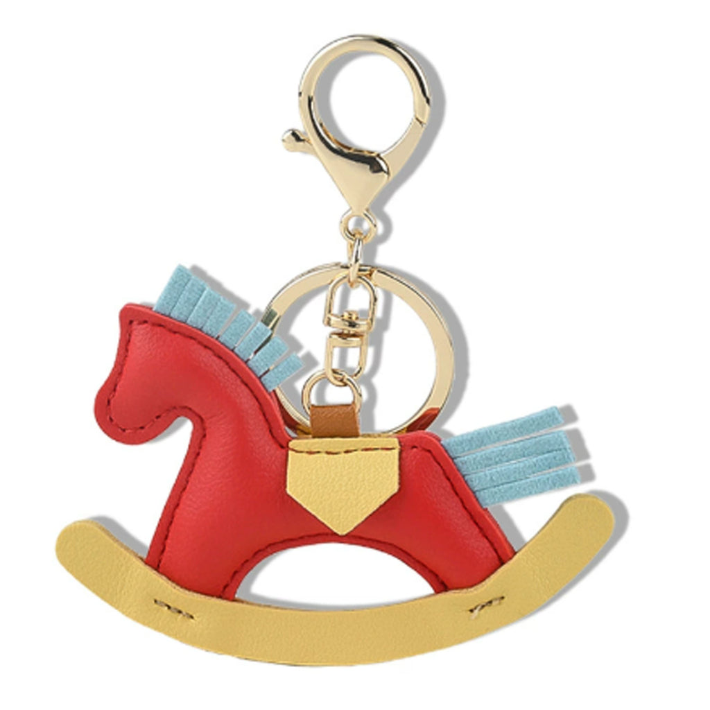 Handmade PU Leather Rocking Horse Keychain Cartoon Bag Charm
