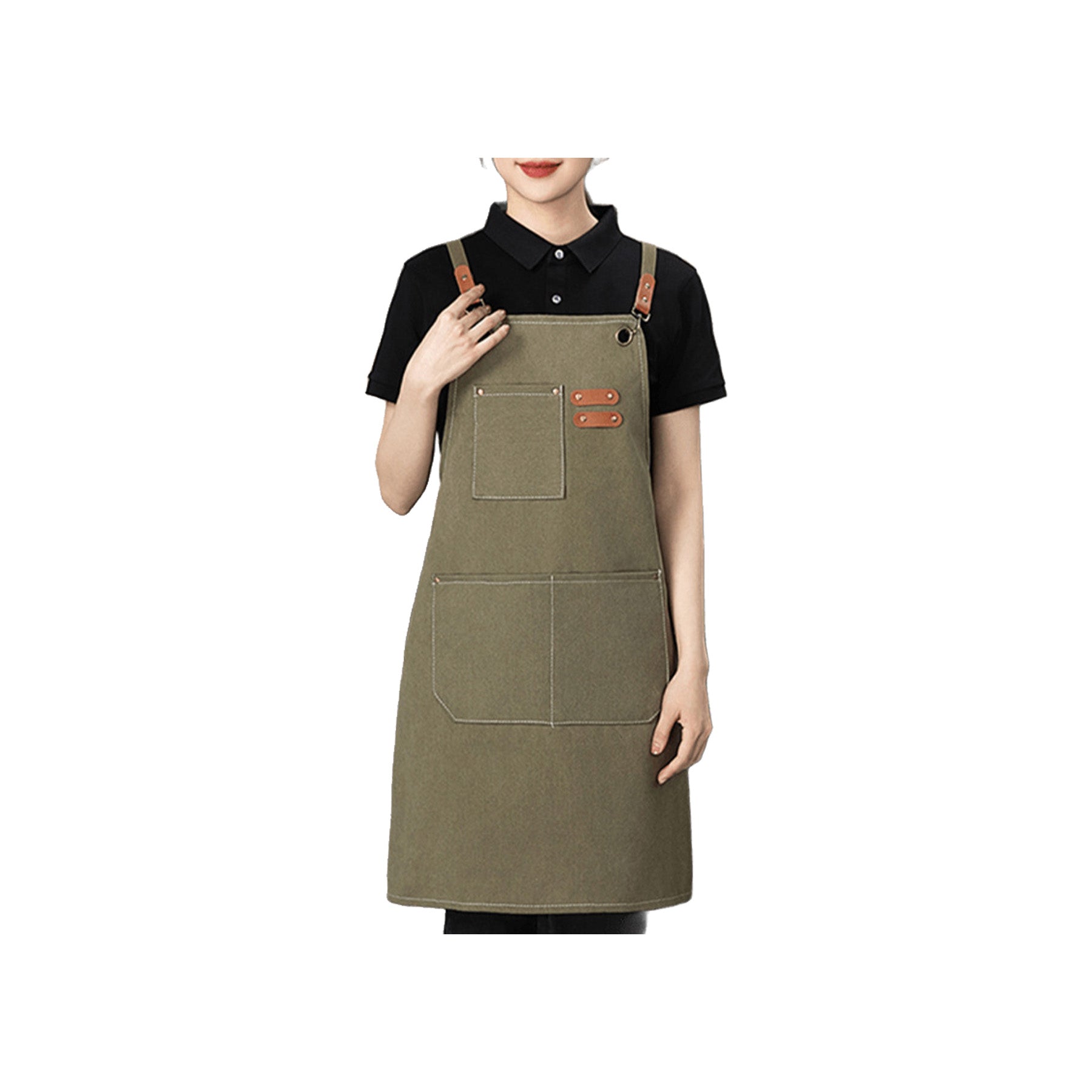 Durable Canvas Apron With Adjustable Straps And Pockets
